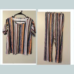 Striped Multicolor Pajamas Set. NWOT. Size large